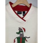 Bobbie Brooks Christmas Sweater M 10/12 Cat Present Ivory V Photo 3