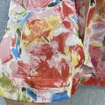 Vertigo Paris  Women's Blouse Button Front Floral Short Sleeve Size XS Bow Tie Photo 3