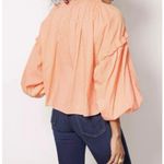 Cleobella Phoenix Coral Peach Blouse Organic Cotton Dobby Ruffle Sz XS Photo 7