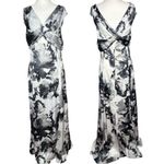 Tahari  Womens Dress Size 10 Black White Floral Maxi VNeck Cross Back Formal Gown Photo 0