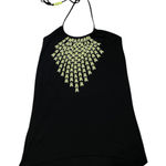 OP Y2K Women’s Neon Green skullbones graphic beach cover up halter dress Photo 0