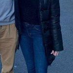 Black Mid Length Puffer Coat with Faux Fur Hood Photo 0