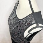 Julia Jordan  Sleeveless Black Silver Sequin Velvet Waist Tiered Dress Sz 8 NWT Photo 3