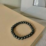 Black Pearl Bracelet Vintage “Xenae” Bauble Dark Romantic Stretch Mob Wife Gray Photo 2