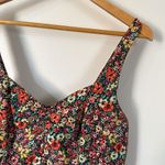Topshop Ditsy Floral Mini Pinafore Dress 6 Red Green Sleeveless Square Neck Photo 3