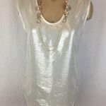 J.Crew Silk Blend Ivory Metallic Front Short Sleeve Top S Photo 6
