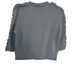 Love moschino  Black Ruffled Heart Logo 3/4 Sleeve Crewneck Crop Top Size 8 Photo 2