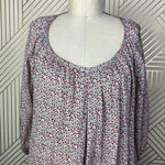 NSF Silk Floral Printed Balloon Sleeve Top Red Green Size US XS‎ Photo 1