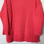 Seven7 Textured Chenille Crew Neck Sweater in Hibiscus Coral Size Medium Photo 3