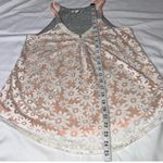 Rewind Floral Embroidered Lace Solid Back Halter Style Mixed Media Flowy Tank Top Small White Orange Gray Photo 10