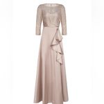 Theia Zola Bateau Mikado Lace Gown Tan Size 16 Photo 6