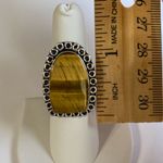 TIGER’S Eye Genuine Stone 925 Sterling Silver Ring Brown Size 6 Photo 3