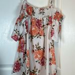 Blush  Floral Cap Sleeve Bohemian Blouse Shirt Ruched Neck Size 2X EUC #1357-LA Photo 1