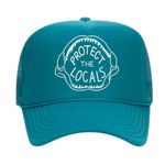 Protect the locals sea life shark tooth teal blue trucker hat Photo 1
