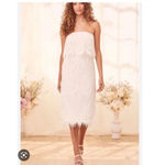 Lulus NWT  Delia White Lace Strapless Midi Dress Bridal Party Size S Photo 12