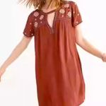 Abercrombie & Fitch Rust Orange-Red Embroidered Cutout Shift Dress Photo 0