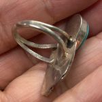 Sterling Silver Turquoise Feather Native American Style Statement Ring Size 4.5 Photo 4