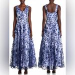 Eliza J NWOT Floral Embroidered 3D Appliqué navy blue ball Gown Sz 6 Photo 1