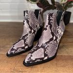 Vince Camuto Gigietta Black and White Snakeskin Chunky Heeled Boots Photo 2