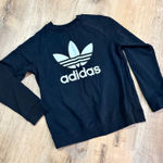 Adidas  | Women's Black Long Sleeve Trefoil Logo Crew Neck Pullover Sweatshirt Photo 0