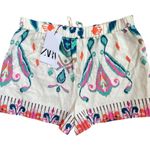 ZARA NEW Bohemian Printed Linen Blend Shorts Size XL Coastal Beach Summer Boho Photo 2