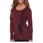 Apt. 9 NEW Sequin Lace Burgundy Sweater Women’s Size Small Appliqué red crewneck maroon Photo 1