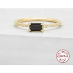 Boutique NEW Women's 18k Gold Plated Baguette Simulated Diamond Black Onyx Ring Size 5.5‎ Photo 6