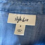 STYLE & CO Chambray Shirt Womens Sz Small Tiered Button Down Boho Blue Photo 5