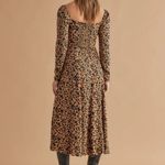 Reformation Sigmund Square Neck Maxi Dress Slit Puff Long Sleeve Blitz Leopard 0 Photo 1