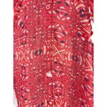 Free People Bright Red/Pink Boho Slouchy Sheer Hi Low Button Up Top S Photo 7