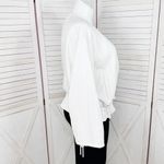 Anthropologie Maeve Beach Parachute Bomber Jacket White XL Scrunch Tie Zip Front Photo 3