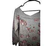 Maurice's Grey Floral Pattern Boatneck 3/4 Sleeve Mini Sweater Dress Photo 1