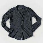 Frank & Eileen Barry Tee Lab Button Up Long Sleeve Shirt M Black Jersey Cotton Size 8 Photo 0