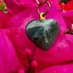 moss agate heart pendant necklace Green Photo 3