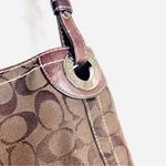 Coach Shoulder signature monogram purse bag in brown leather and canvas Photo 2