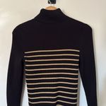 Ralph Lauren Lauren Striped Turtleneck Sweater Small Black Gold Ribbed Knit Photo 6