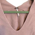 Free People  Ribbed V-neck ballet pink light blush pullover batwing sweater Photo 7