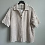 NEW Naked Cashmere Wren Crochet Short Sleeve Cashmere Shirt in Alabaster Medium White Photo 3