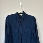 Cloth & Stone ANTHROPOLOGIE Navy Button Down Shirt Dress Casual Size Large Tunic Photo 3