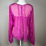 Free People  A Little Love Long Sleeve SHEER LACE Top Raspberry Size Large Casual Photo 3