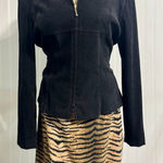Scarlett VTG Skirt Suit Set Size 12 Black Animal Print Mob Wife Office Siren Y2K Photo 0