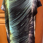 Loft Ann Taylor   Multi-Color Abstract Stripe Print Cap Sleeve Blouse Size XL‎ Photo 0