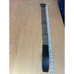 Womens Belt Wide Stretch Silver Made in USA Black Leather Medium Quiet Luxury Photo 3