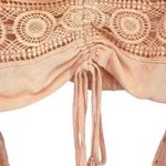 Surf Gypsy Peach Crochet Ballon Sleeve Cropped Eyelet Top Coquette Photo 1