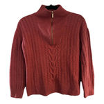 st. john's bay  Orange Cable Knit Half-Zip Long Sleeve Sweater Woman’s M Photo 0