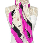 Vintage Zip Code Print Silk Scarf 35” x 34” Multicolor Pink Magenta Realtor Purple Photo 0