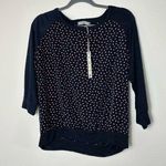 The Moon NWT Olivia Navy Sheer Sleeve Blouse Medium Photo 0