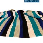 HANDMADE BLUE, BLACK, GRAY AND WHITE STRIPED CROCHET CARDIGAN (L) Blue Size L Photo 8