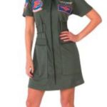 Top gun Halloween costume! Women’s Maverick dress, hat & aviators! Green Size L Photo 0