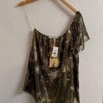Gibson  Silk Blend Gold Metallic One Shoulder Blouse Size M Photo 0